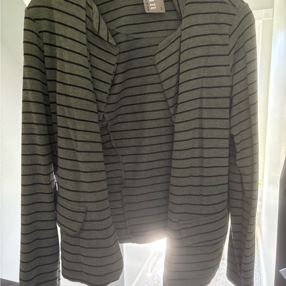 Striped Black and Green Blazer